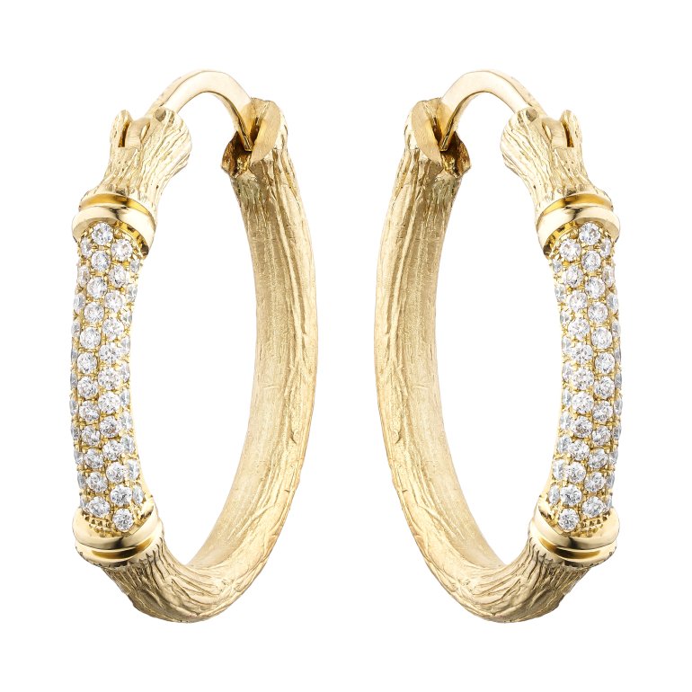 Guldbrandsen: Bamboo Creoler - reringe - Stor - Guld - Brillanter - GUE251