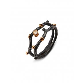 By Birdie: Grace Duo ring i 925 s�lv og 14 KT guld m. brillant - 50110229