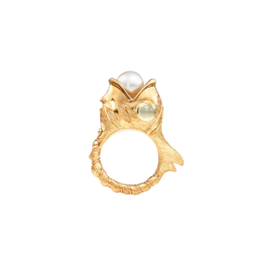 OLE LYNGGAARD COPENHAGEN: Young Fish ring - Guld - Perle - Akvamarin - A3151-401