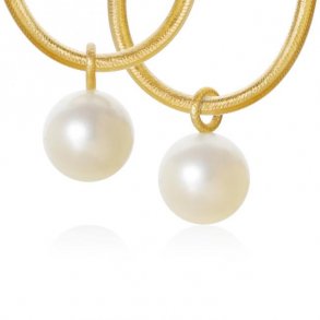 Dulong: Globe vedhng med store ferskvandsperler - Guld - 17274A07-2