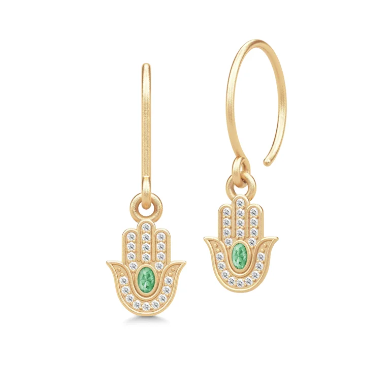 Julie Sandlau: Hamsa Protection reringe - Slv Turmalin - HKS747GDGRTMCZ