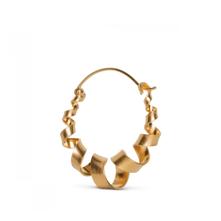 Jane Knig: CURLY HOOPS rering - STOR - MAT FORGYLDT - JK-0321E-G