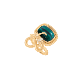 OLE LYNGGAARD COPENHAGEN: Snake Ring - Guld - Brillant - Malakit - A2790-404