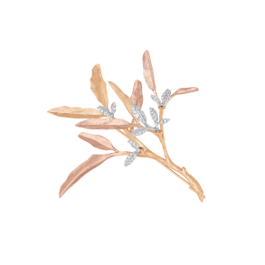OLE LYNGGAARD COPENHAGEN: Leaves Broche - Guld - Brillanter - A3084-401