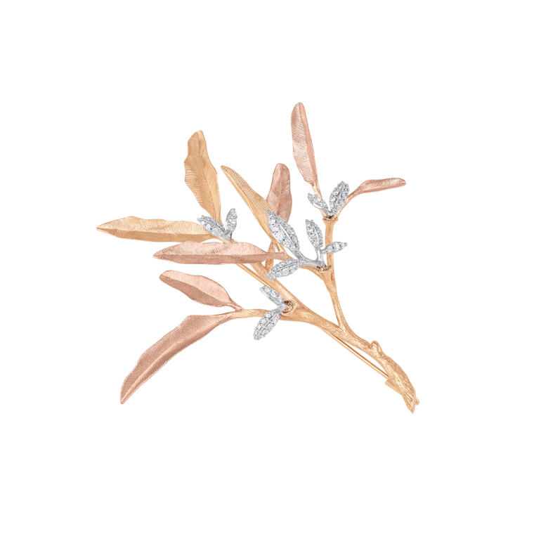 OLE LYNGGAARD COPENHAGEN: Leaves Broche - Guld - Brillanter - A3084-401