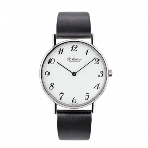 Ole Mathiesen: OM3.35.Q - Classic ur - 35mm - Hvid skive - Sort rem