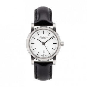 Ole Mathiesen: OMS4.30Q Hvid urskive, Sort lderrem