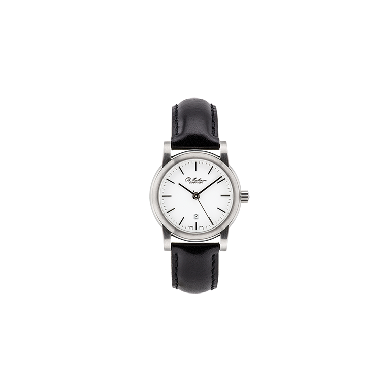 Ole Mathiesen: OMS4.30Q Hvid urskive, Sort lderrem