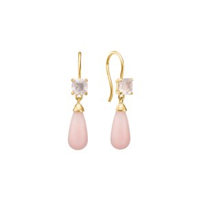 Carr� Copenhagen: Guldbelagte �reringe - Rosa kvarts - Pink opal - FH4411RQPO