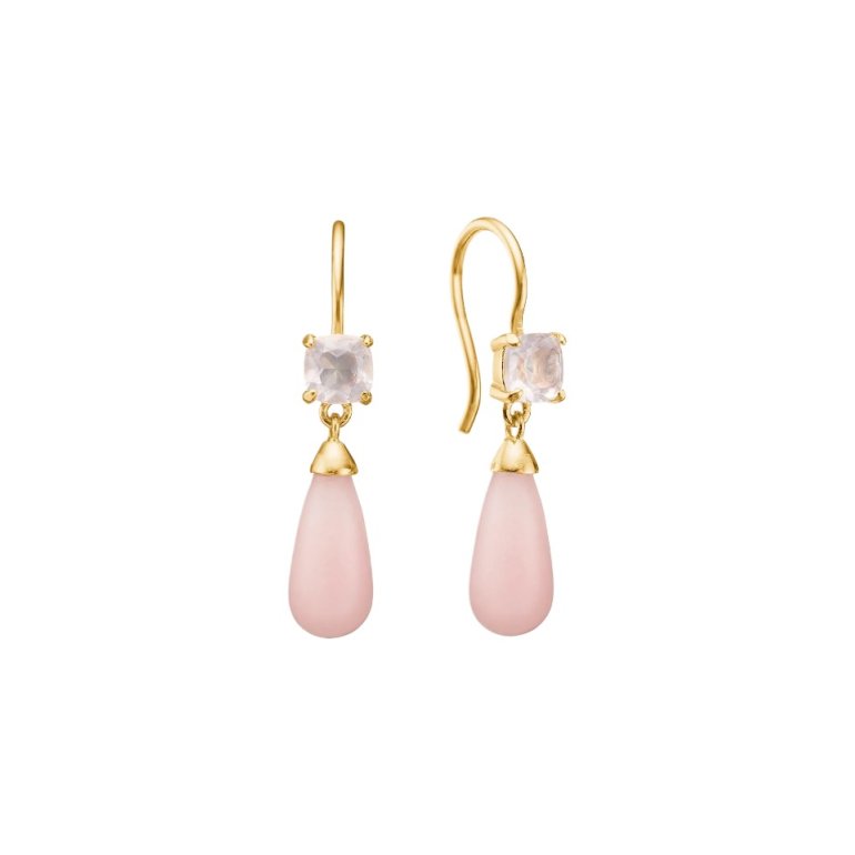 Carr� Copenhagen: Guldbelagte �reringe - Rosa kvarts - Pink opal - FH4411RQPO