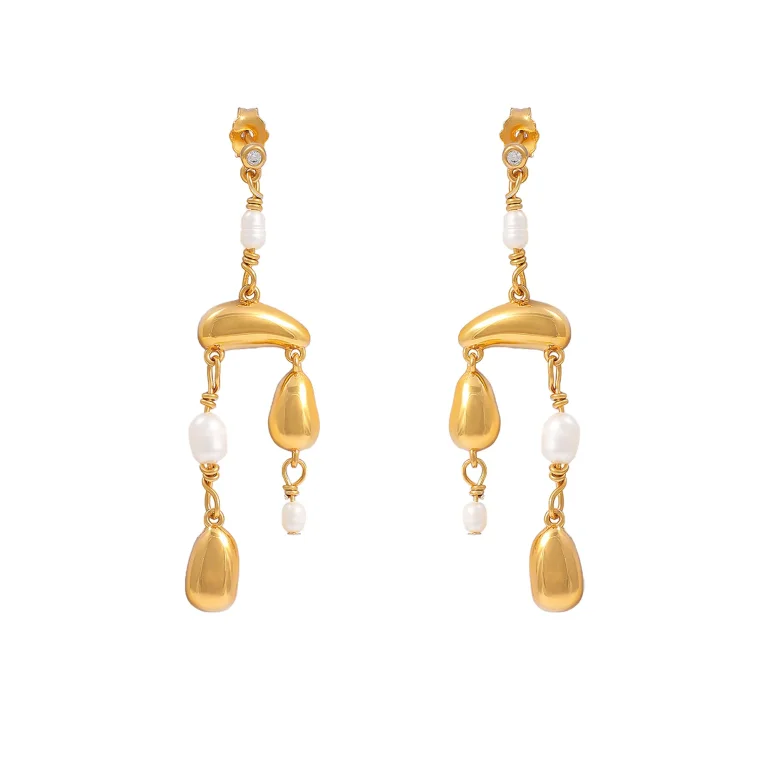 Hultquist: Pebble Grande �reringe Forgyldt S�lv - S08486G