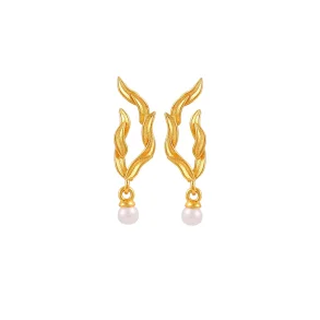 Hultquist: Marigold Leaf �reringe - Forgyldt S�lv - S08656G