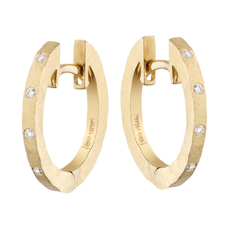 Guldbrandsen: Slice Rustik Creoler - Lille - Guld - Brillanter - GUE117-YG