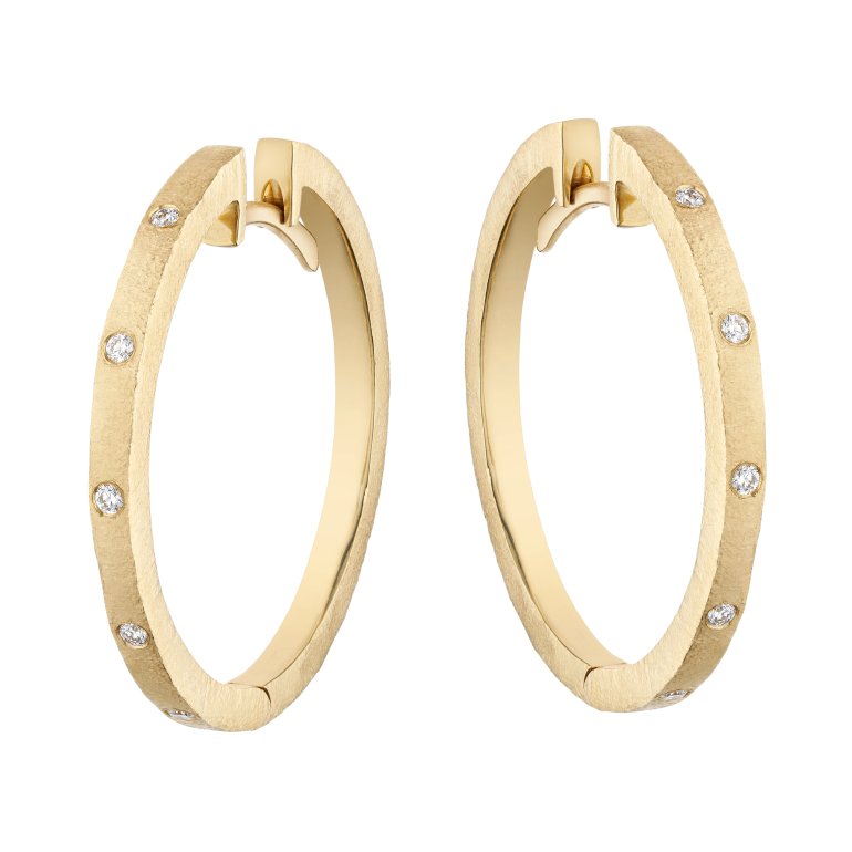 Guldbrandsen: Slice Rustik Creoler - Stor - Guld - Brillanter - GUE209-YG