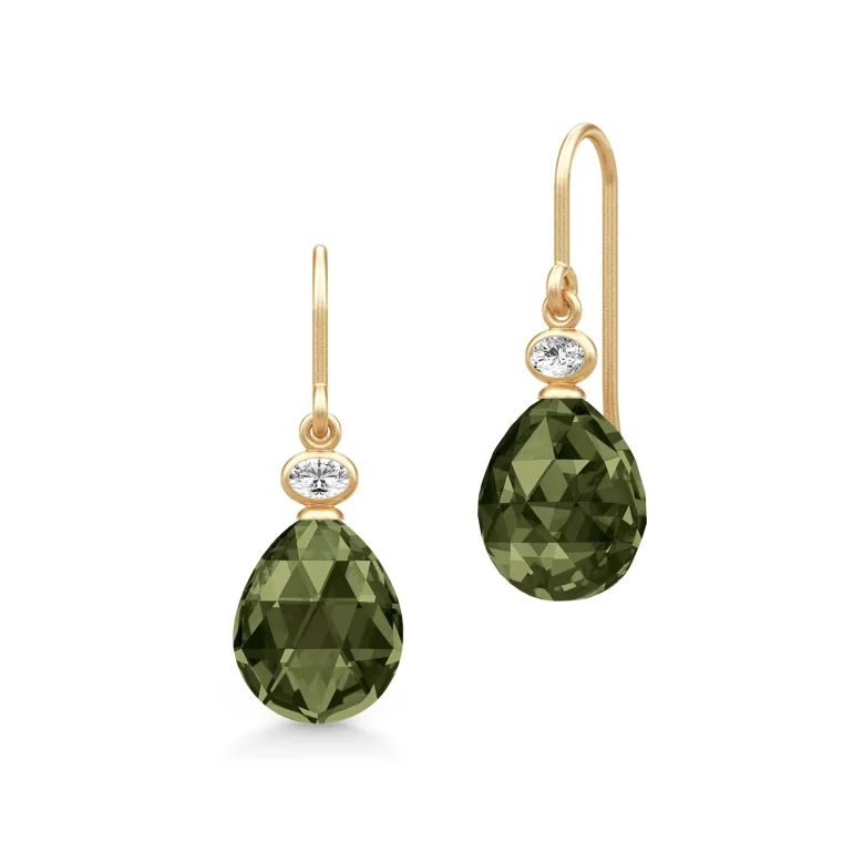 Julie Sandlau: Ofelia Earring rering - Forgyldt slv - Olive Green - HKS780GDOLCRCZ
