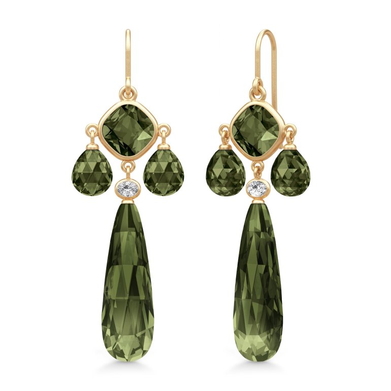 Julie Sandlau: Ofelia Chandeliers rering - Forgyldt slv - Olive Green Blue - HKS822GDOLCRCZ