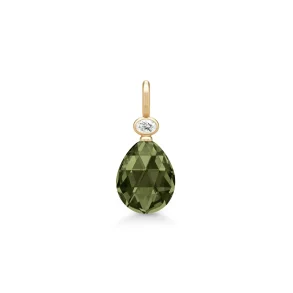 Julie Sandlau: Ofelia Pendant Vedhng - Forgyldt Slv - Olive Green - PD356GDOLCRCZ