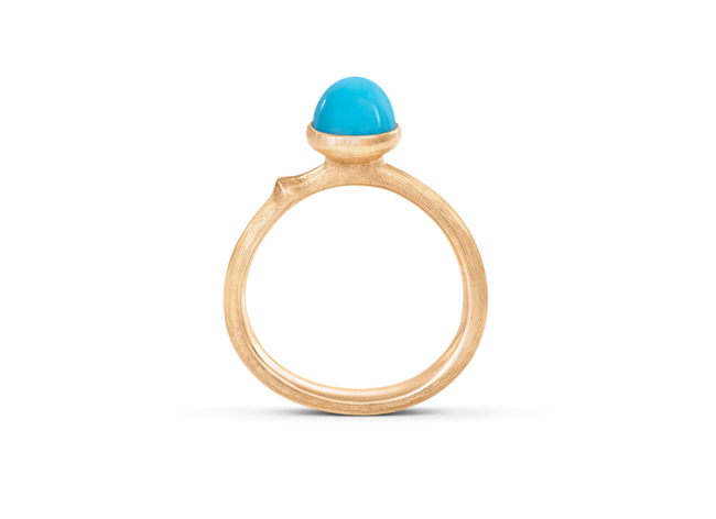 OLE LYNGGAARD COPENHAGEN - Lotus Ring,18 Karat Guld/Turkis - A2708-404 53