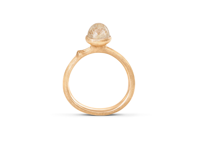 OLE LYNGGAARD COPENHAGEN: Lotus Ring Tiny -Guld/Rutilkvarts - A2708-411 57