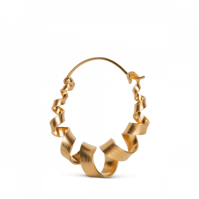Jane Kønig - CURLY HOOPS Ørering - STOR - MAT FORGYLDT - JK-0321E-G