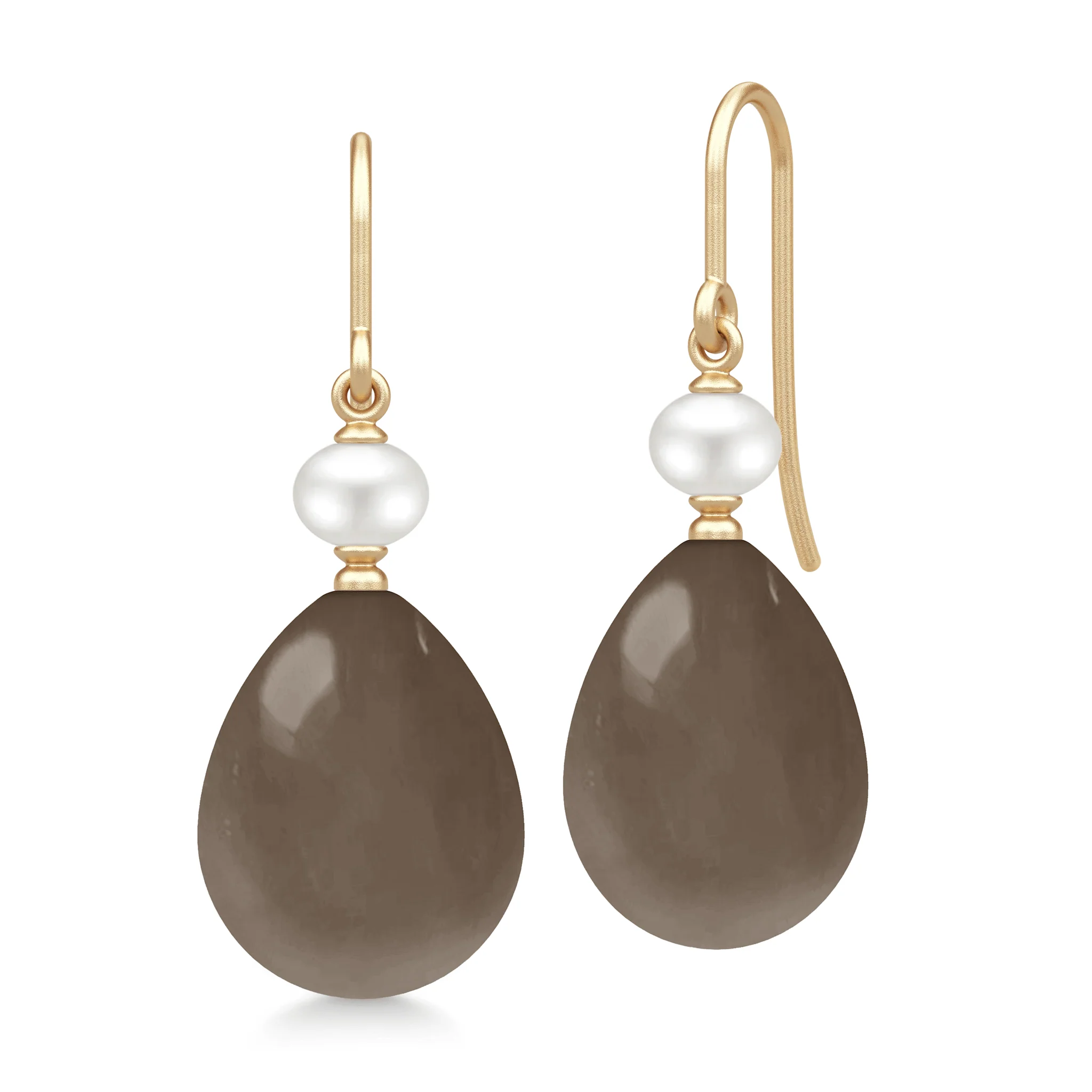 Julie Sandlau - Elina - Øreringe - Chocolate Moonstone - Guld - YG14-HKS829WHPLCHMN