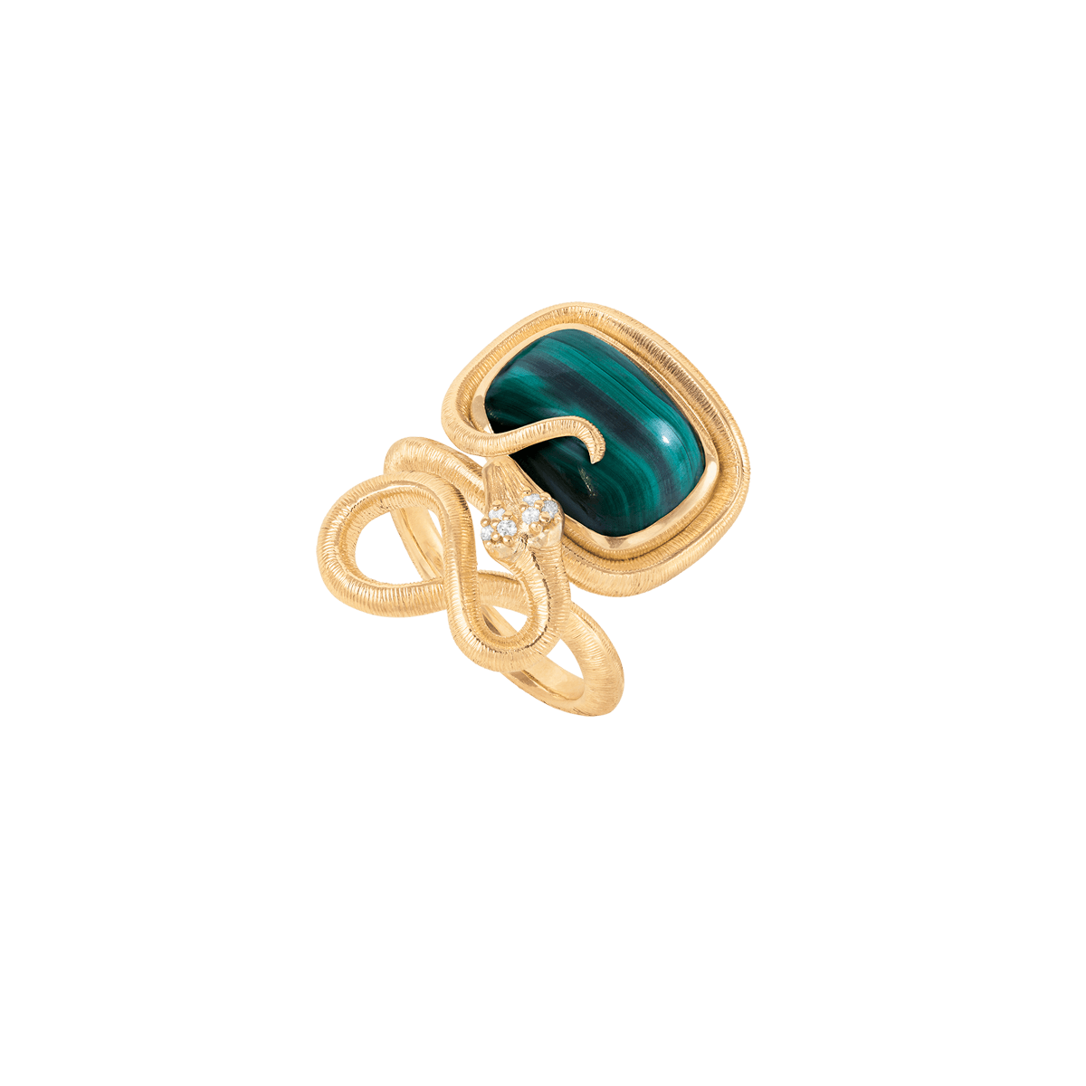 OLE LYNGGAARD COPENHAGEN - Snake Ring - Guld - Brillant - Malakit - A2790-404