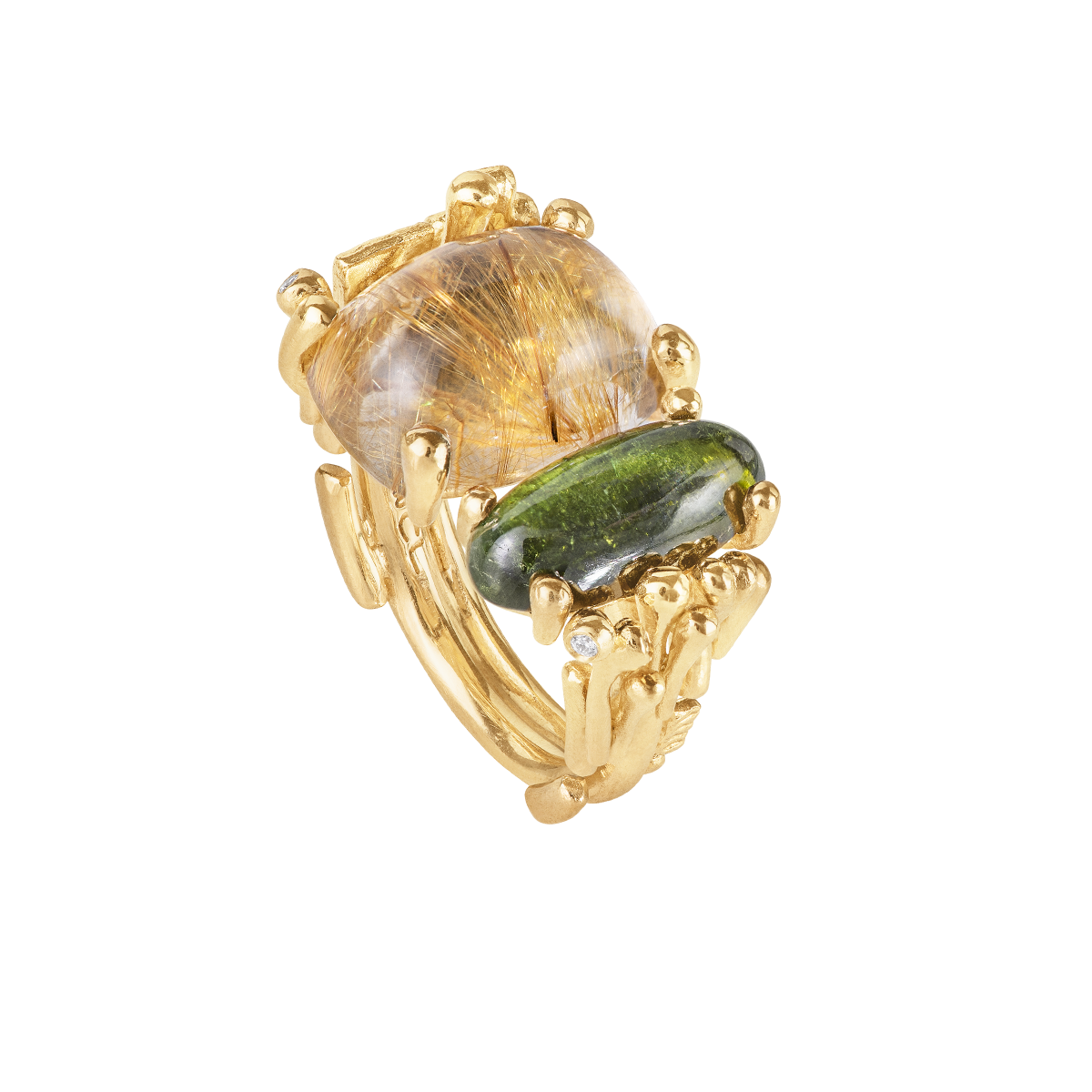 OLE LYNGGAARD COPENHAGEN - BoHo Ring - Guld - Rutil - Turmalin -Diamanter - A2925-401 55