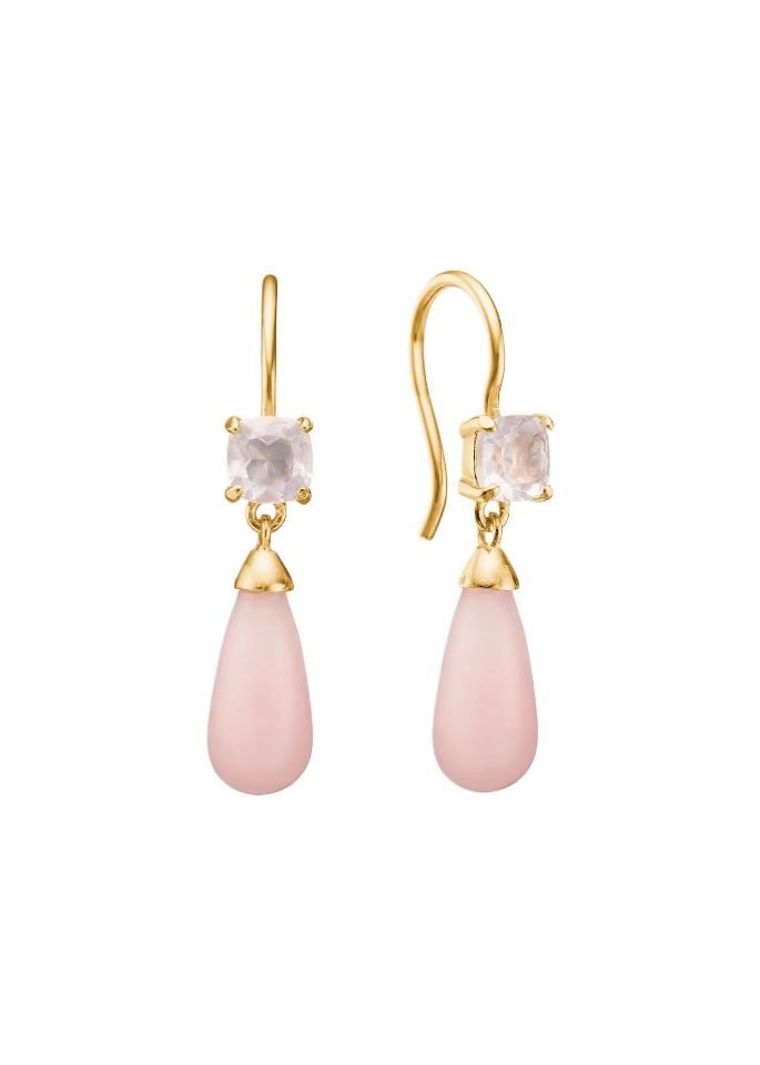 Carré Copenhagen - Guldbelagte øreringe - Rosa kvarts - Pink opal - FH4411RQPO