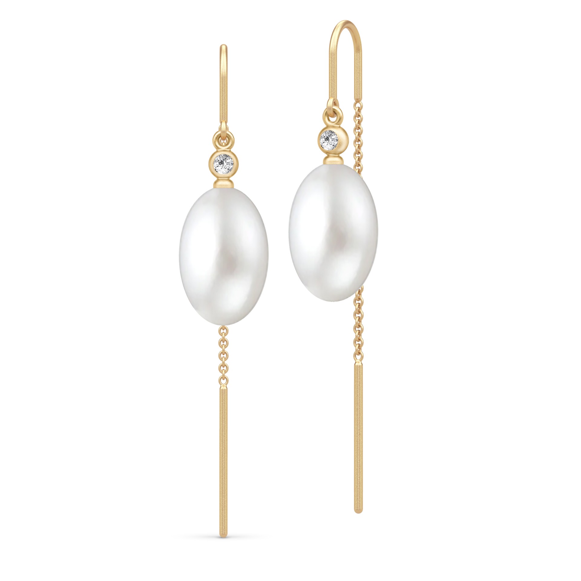 Julie Sandlau - Afrodite Chain - Kæde Ørering - Perle - Forgyldt sølv - HKS812GDWHPLCZ