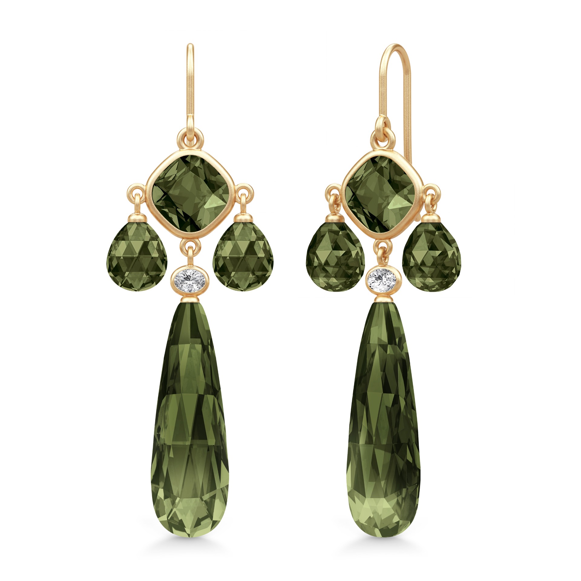 Julie Sandlau - Ofelia Chandeliers Ørering - Forgyldt sølv - Olive Green Blue - HKS822GDOLCRCZ